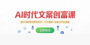 AI时代文案创富课，提示词编写到变现闭环，10大模块+实操点评全涵盖-网创资源站