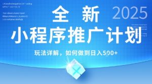 2025年最新小程序推广计划，简单操作，独家技术，日均5张+【揭秘】-网创资源站
