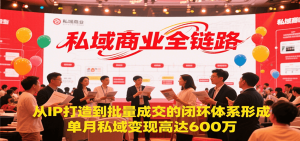 私域商业全链路,从IP打造到批量成交的闭环体系形成,单月私域变现600万-网创资源站