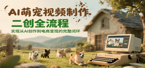 AI萌宠视频制作二创全流程,实现从AI创作到电商变现的完整闭环-网创资源站