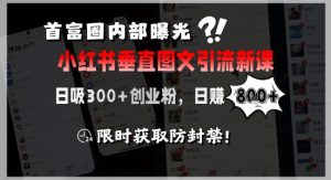 首富圈内部曝光小红书垂直图文引流新课，日吸300+创业粉，日入8张+，限时获取防封禁-网创资源站