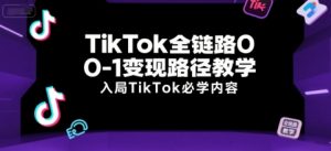 TikTok全链路0-1变现路径教学，入局TikTok必学内容-网创资源站