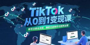 TikTok从0到1变现课,账号注册全流程,爆款内容制作与矩阵运营-网创资源站
