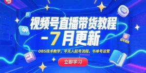 视频号直播带货教程-7月更新，OBS技术教学，半无人起号流程，书单号运营-网创资源站