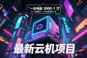 最新云机项目 一台电脑5000到10000 无脑操作小白也能轻松上手-网创资源站