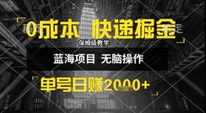 0成本快递掘金玩法，日入1k+，小白30分钟上手，收益嘎嘎猛【揭秘】-网创资源站