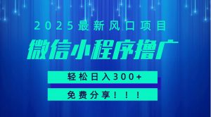 微信小程序撸广，最新风口项目，日入300+ 免费分享 可批量操作 小白可轻松上手！！-网创资源站