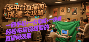 多平台直播间搭建全攻略，一部手机+一台电脑+一块绿布轻松实现你想要的直播间效果-网创资源站