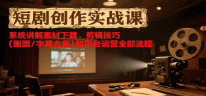 短剧创作实战课，系统讲解素材下载、剪辑技巧(画面/字幕去重)和平台运营全部流程-网创资源站