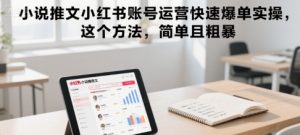 小说推文小红书账号运营快速爆单实操，这个方法，简单且粗暴-网创资源站