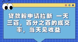 贷款粉申请拉新，一天三张，百分之百的成交率，当天见收益【揭秘】-网创资源站