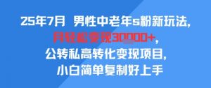 25年7月男性中老年s粉新玩法,月轻松变现3W+,公转私高转化变现项目,小白简单复制好上手-网创资源站