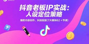 抖音老板IP实战：人设定位策略，爆款内容创作，抖加投放(7大模块62+节课-网创资源站