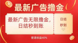 最新广告无限撸金，日结秒到，管道40%-网创资源站