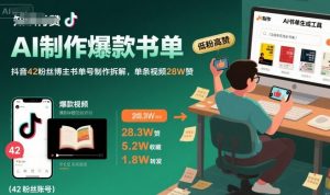 AI制作爆款书单，抖音42粉丝博主书单号制作拆解，单条视频28W赞-网创资源站