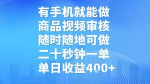 有手机就能做,商品视频审核,随时随地可做,二十秒钟一单,单日收益【揭秘】-网创资源站