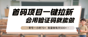 首码项目一键拉新,会用验证码就能做 单号一小时70+,批量做每天500+-网创资源站