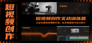 短视频创作实战训练营：从定位策划到爆款打造，含多维度技巧及AI助力-网创资源站