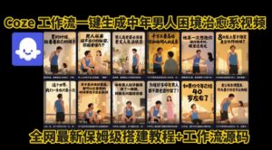 coze工作流一键生成”中年男人困境扎心高涨粉高播放量图文视频”保姆级拆解教程，无需剪辑，无需拍摄写文案-网创资源站