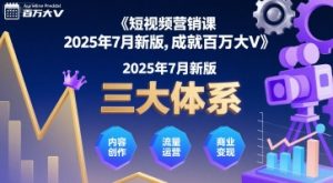 短视频营销课2025年7月新版，三大体系成就百万大V-网创资源站