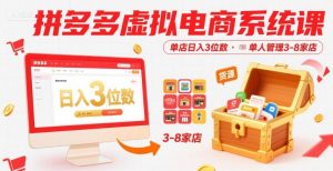 拼多多虚拟电商系统课，单店日入3位数，单人可管理3-8家店【附货源】-网创资源站