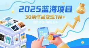 2025蓝海项目30条作品 变现1w+ 有手就能操作适合小白做-网创资源站