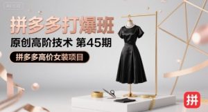 拼多多打爆班原创高阶技术第45期，拼多多高价女装项目-网创资源站
