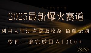 2025最新爆火赛道，利用人生弱点赚取收益，全程一键批量制作，小白轻松…-网创资源站