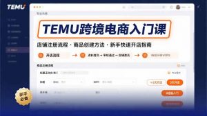 TEMU跨境电商入门课，店铺注册流程，商品创建方法，新手快速开店指南-网创资源站