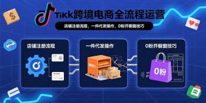 TikTok跨境电商全流程运营：店铺注册流程，一件代发操作，0粉开橱窗技巧-网创资源站