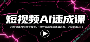 短视频AI速成课,找对标/定选题/拆结构/写文案等,小白快速上手解锁多样创作技能-网创资源站