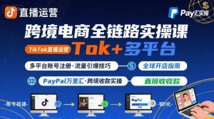跨境电商线上课,TikTok 直播运营 + 多平台账号注册 + PayPal 万里汇实操教程-网创资源站