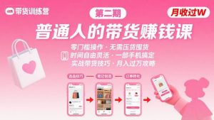 小红书带货第二期训练营,普通人月收过W的带货课,时间自由,零门槛无压货,一部手机即可操作-网创资源站