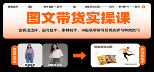 图文带货实操课，含赛道选择、起号挂车、素材制作，讲服装零食等品类实操与特效技巧-网创资源站