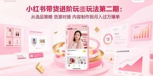 小红书带货进阶玩法第二期:从选品策略 货源对接 内容制作到月入过万爆单-网创资源站