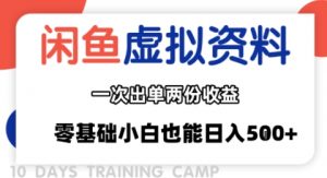 闲鱼虚拟资料新变现玩法,信息差项目,一次出单两份收益,无需囤货,可批量矩阵,零基础小白也能日入多张-网创资源站