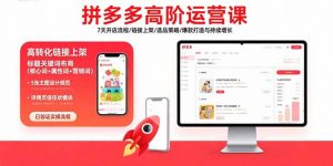 拼多多高阶运营课：7天开店流程/链接上架/选品策略/爆款打造与持续增长-网创资源站