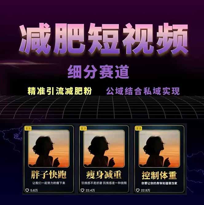 图片[1]-减肥短视频赛道运营课：素材准备-视频制作-引流变现全流程 (附素材-网创资源站