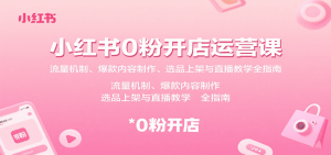 小红书0粉开店运营课：流量机制、爆款内容制作、选品上架与直播教学全指南-网创资源站