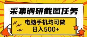 采集，调研，截图任务，电脑手机均可做，日入500+-网创资源站