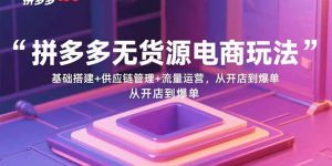 拼多多无货源电商玩法：基础搭建+供应链管理+流量运营，从开店到爆单-网创资源站