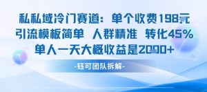 私域冷门赛道单个收费198米引流模板简单人群精准 45%的转化率单人一天大概收益多张-网创资源站