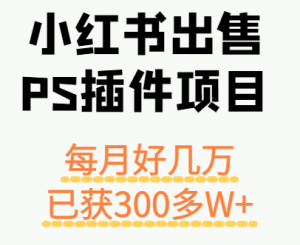 小红书出售PS插件项目，每月都收入好几万，长期操作已获利300多W+-网创资源站