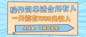 操作简单适合所有人全自动挂机项目，一天能有1000元收入，低成本，可矩…-网创资源站