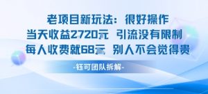 老项目新玩法当天收益1k+每个人收费68米 不违规不封号-网创资源站