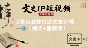 文史IP短视频变现实战课，0基础教你打造文史IP号(视频+音频课)-网创资源站