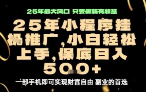 微信小程序挂G推广,解放双手,保底日入5张【揭秘】-网创资源站