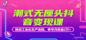 潮式无厘头抖音变现课，独创工业化生产流程，单号月收益2万+-网创资源站