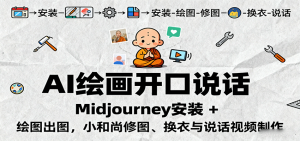 AI绘画开口说话,Midjourney安装 + 绘图出图,小和尚修图、换衣与说话视频制作-网创资源站
