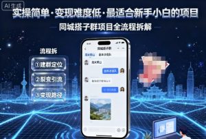 实操简单，变现难度低，最适合新手小白做的项目，每天轻松收入3张，同城搭子群项目全流程拆解-网创资源站